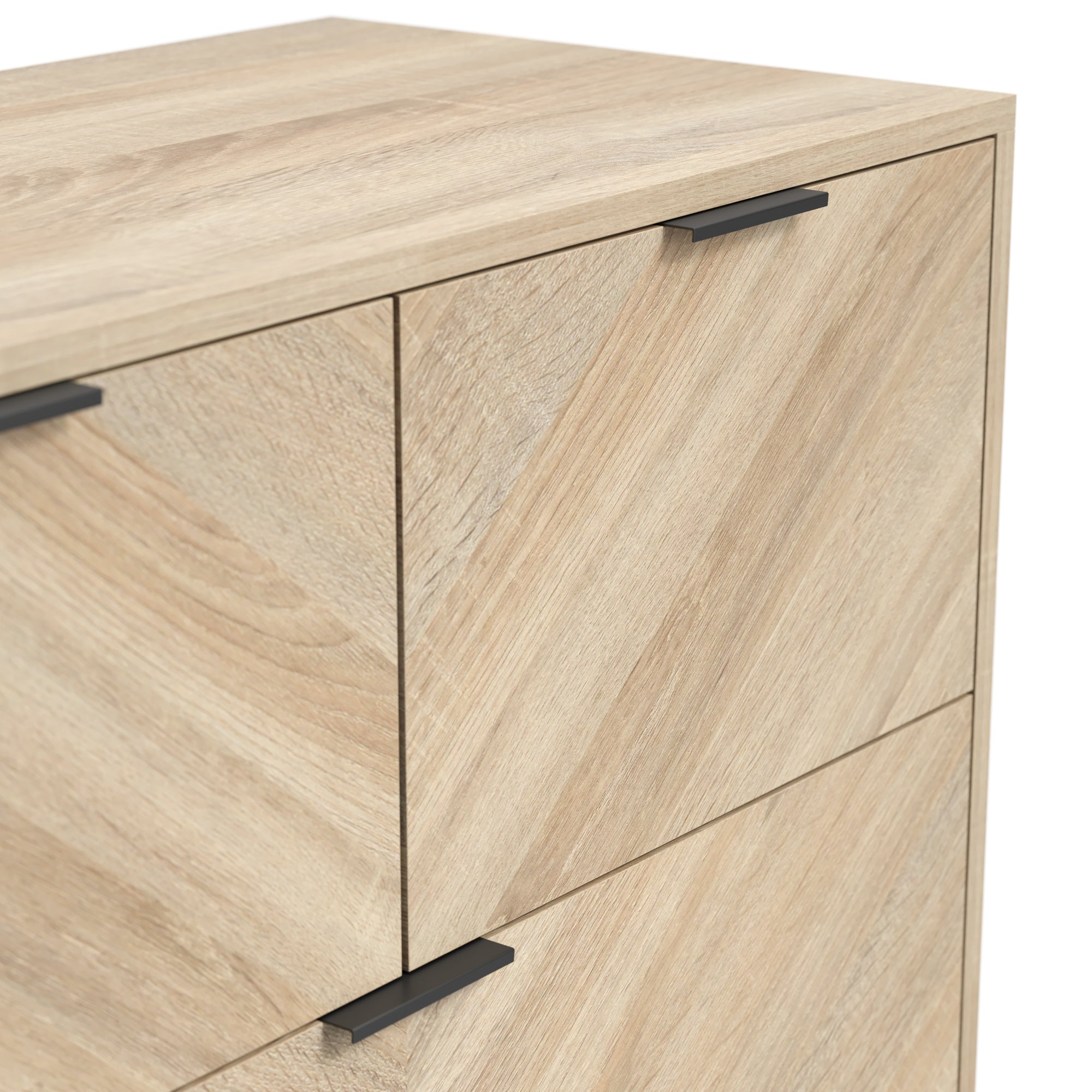 Chevron pattern chest of drawers in oak 
