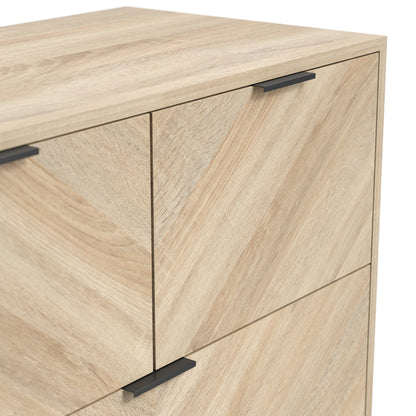 Chevron pattern chest of drawers in oak 