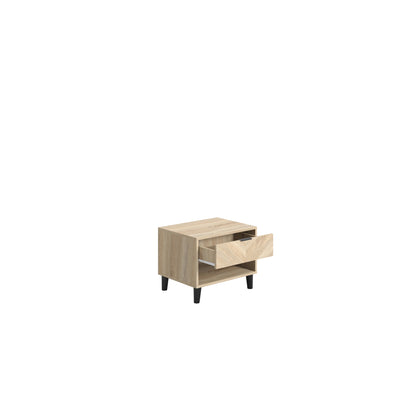 Open Chevron pattern bedside cabinet in oak 