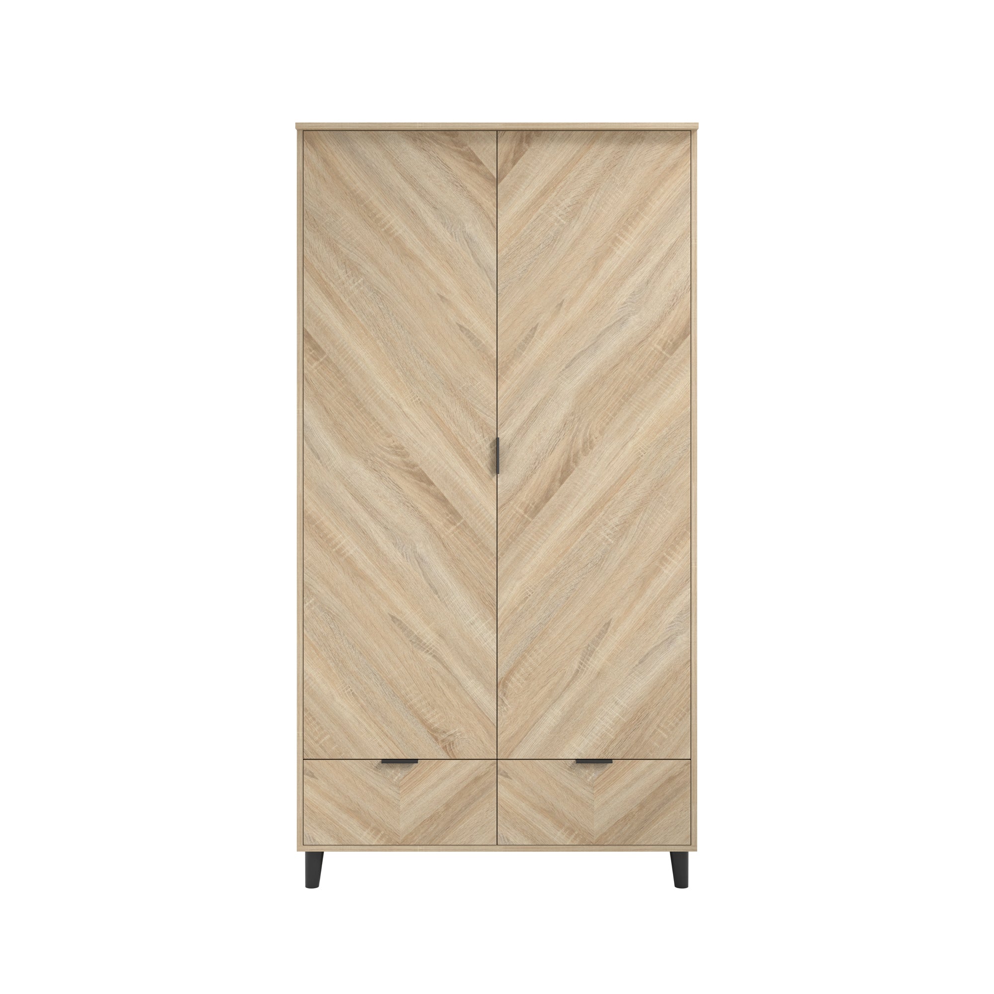 Chevron pattern wardrobe in oak 