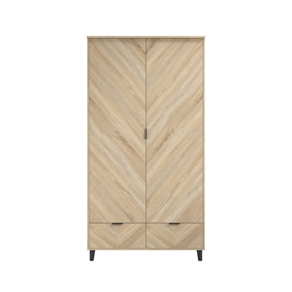 Chevron pattern wardrobe in oak 