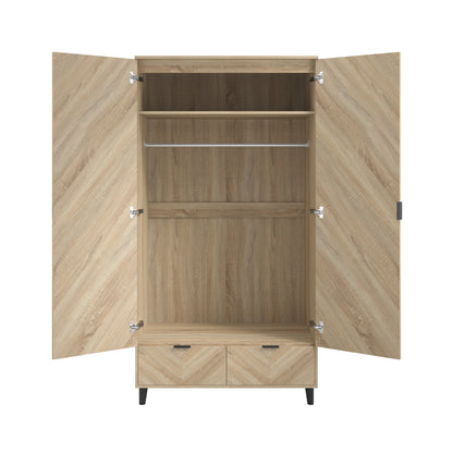 Chevron pattern wardrobe in oak 