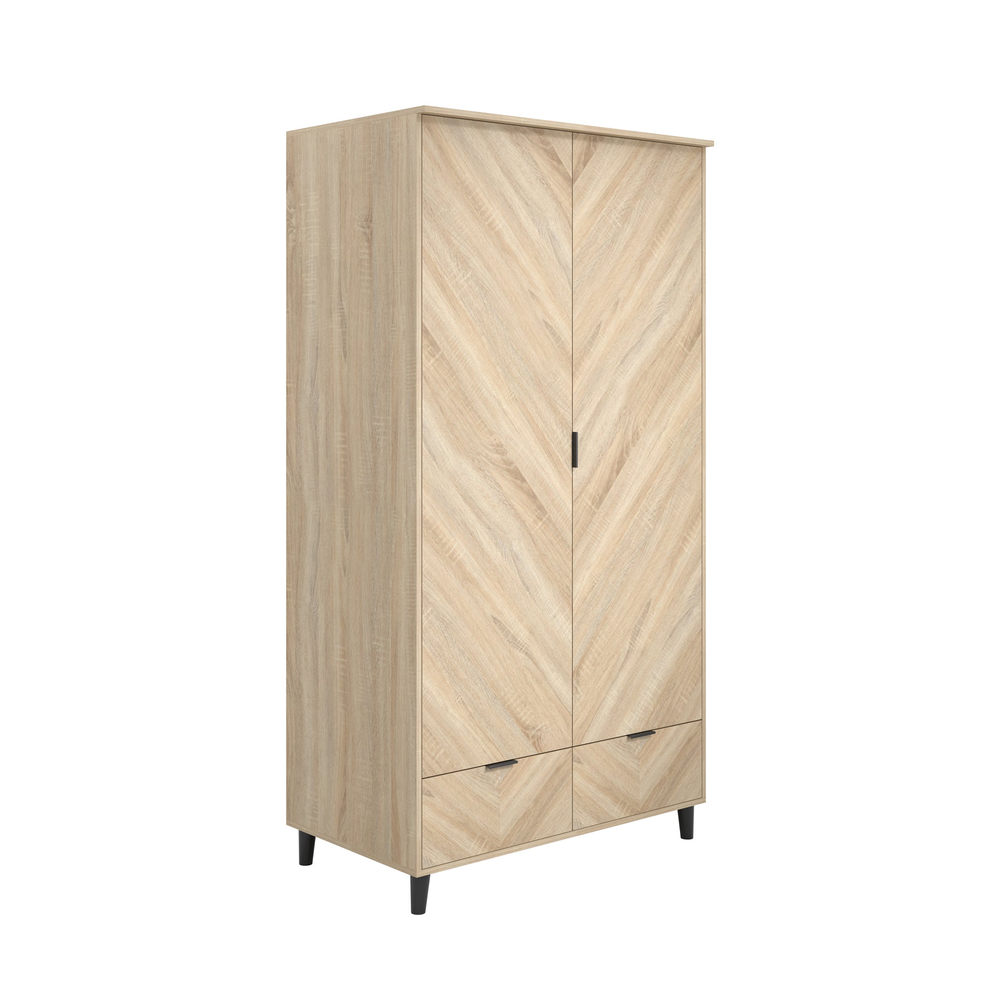 Chevron pattern wardrobe in oak 