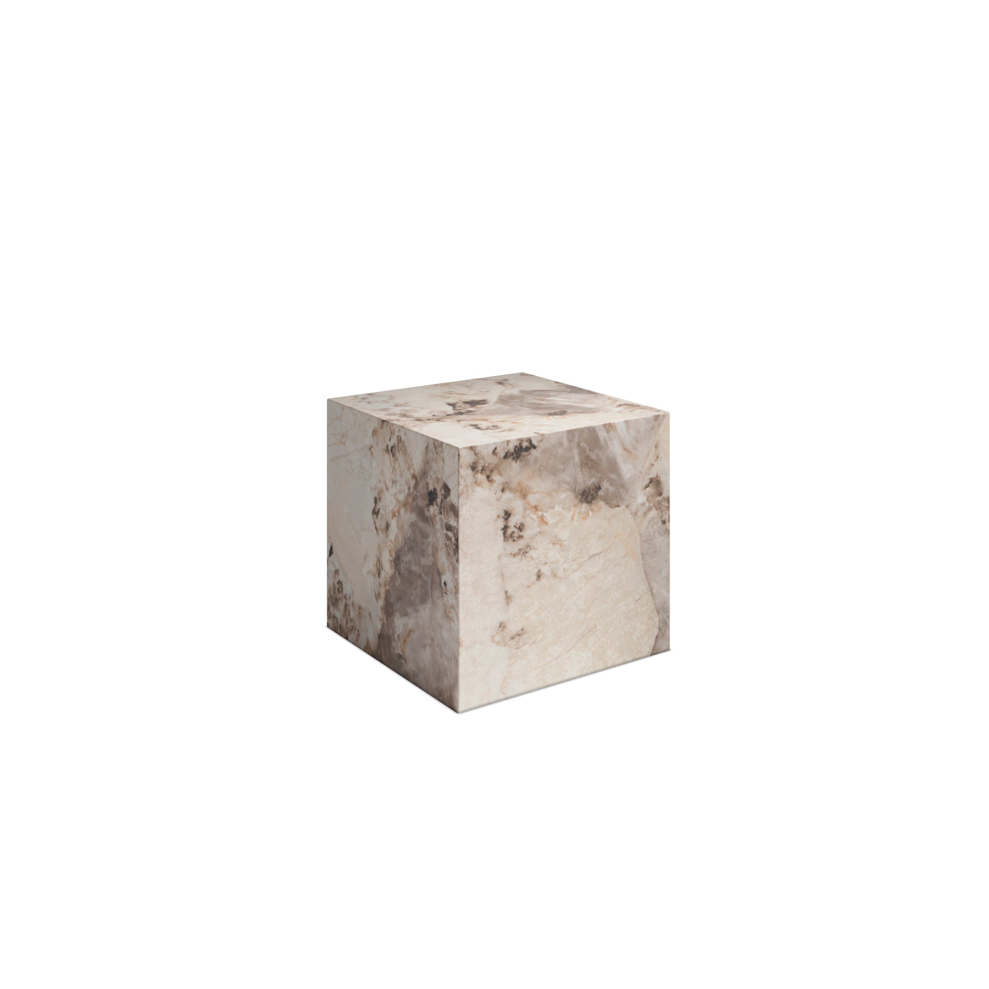 Square marble effect small side table 