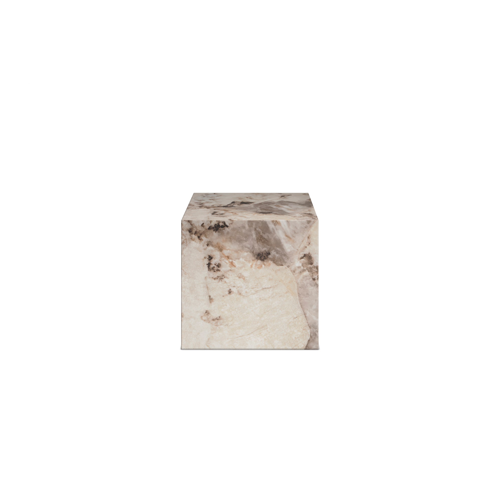 Square marble effect small side table 
