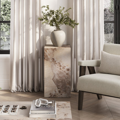 Square marble effect small pedestal 