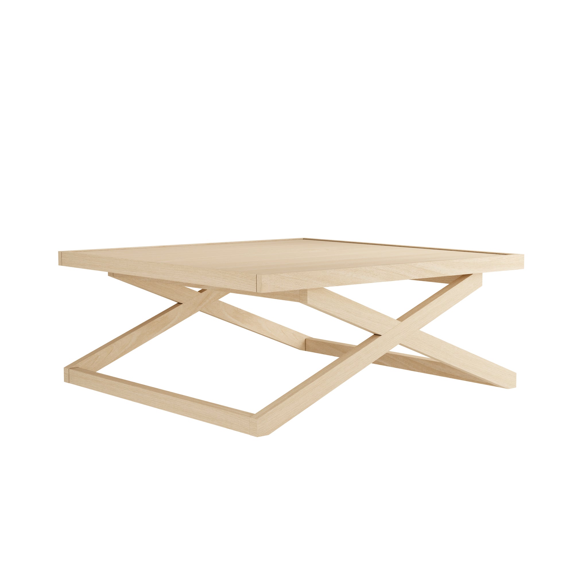 Large blonde wooden square table