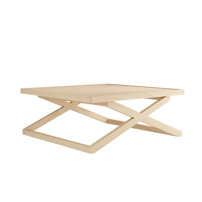 Large blonde wooden square table