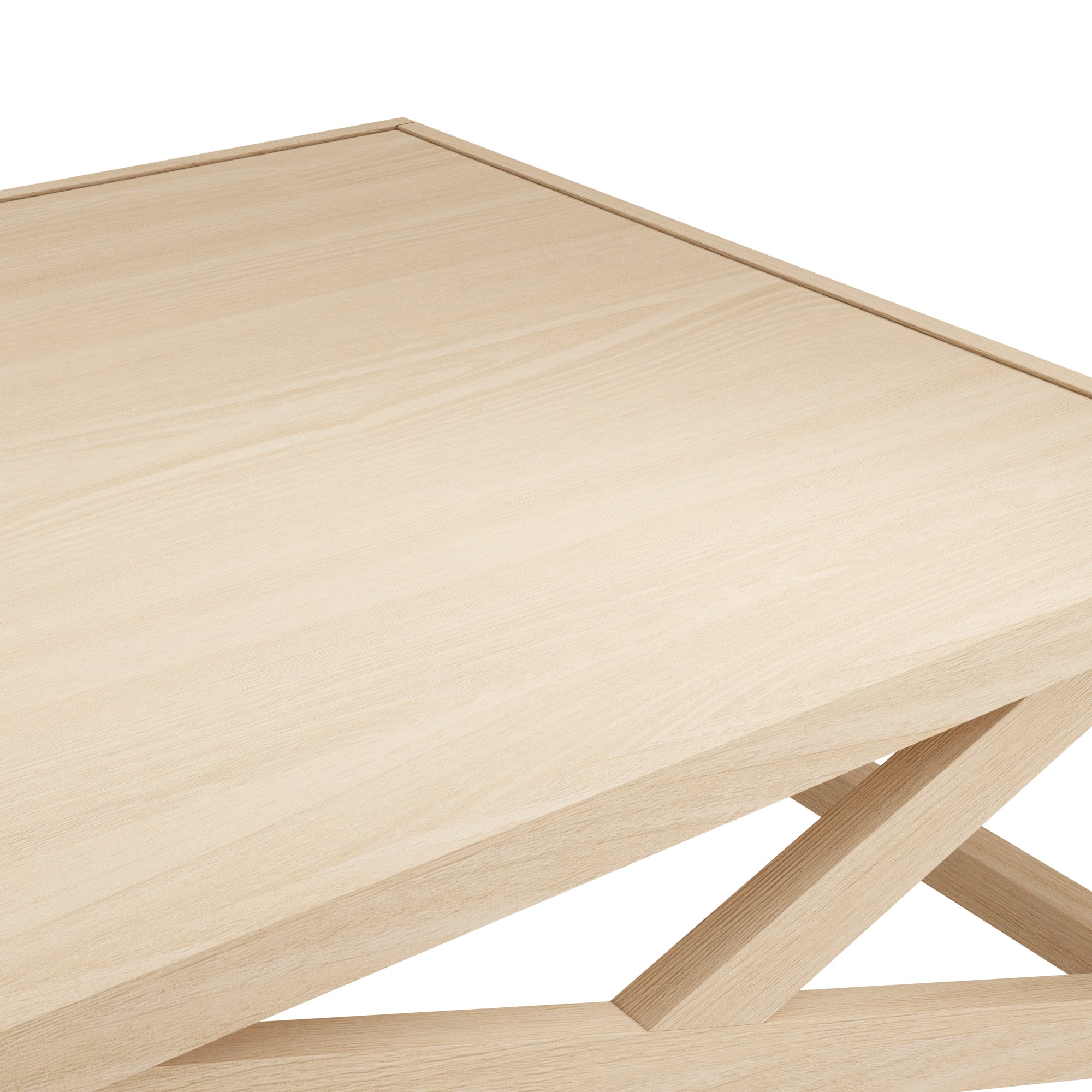 Large blonde wooden square table