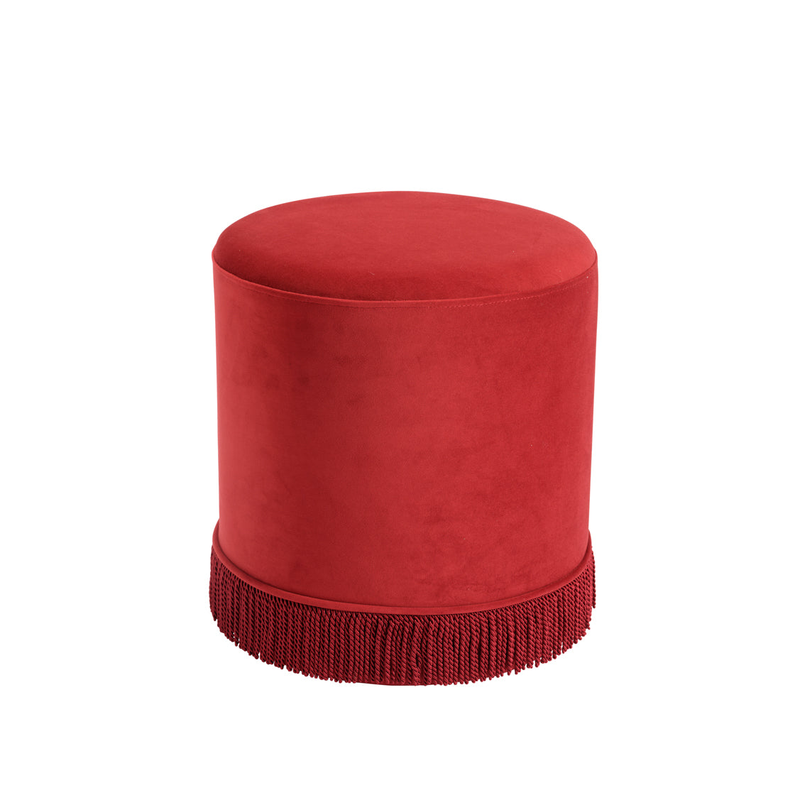 Red Velvet Round small Pouffe