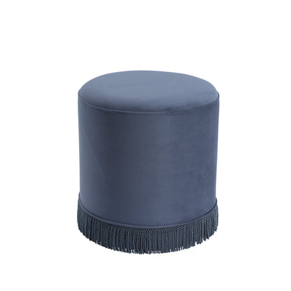 Blue Velvet Round small Pouffe