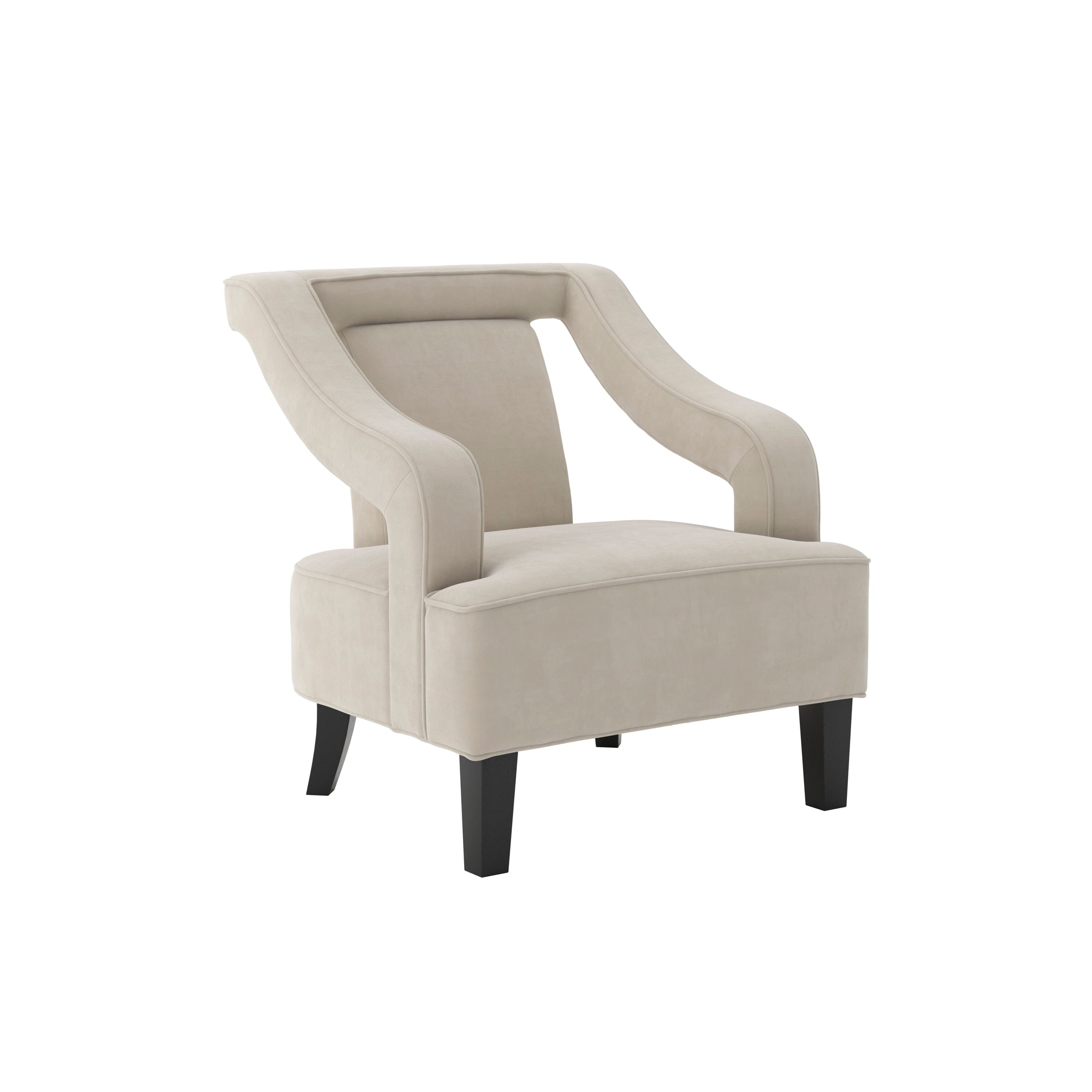 Modern beige soft armchair with matte black legs