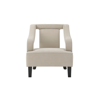 Modern beige soft armchair with matte black legs