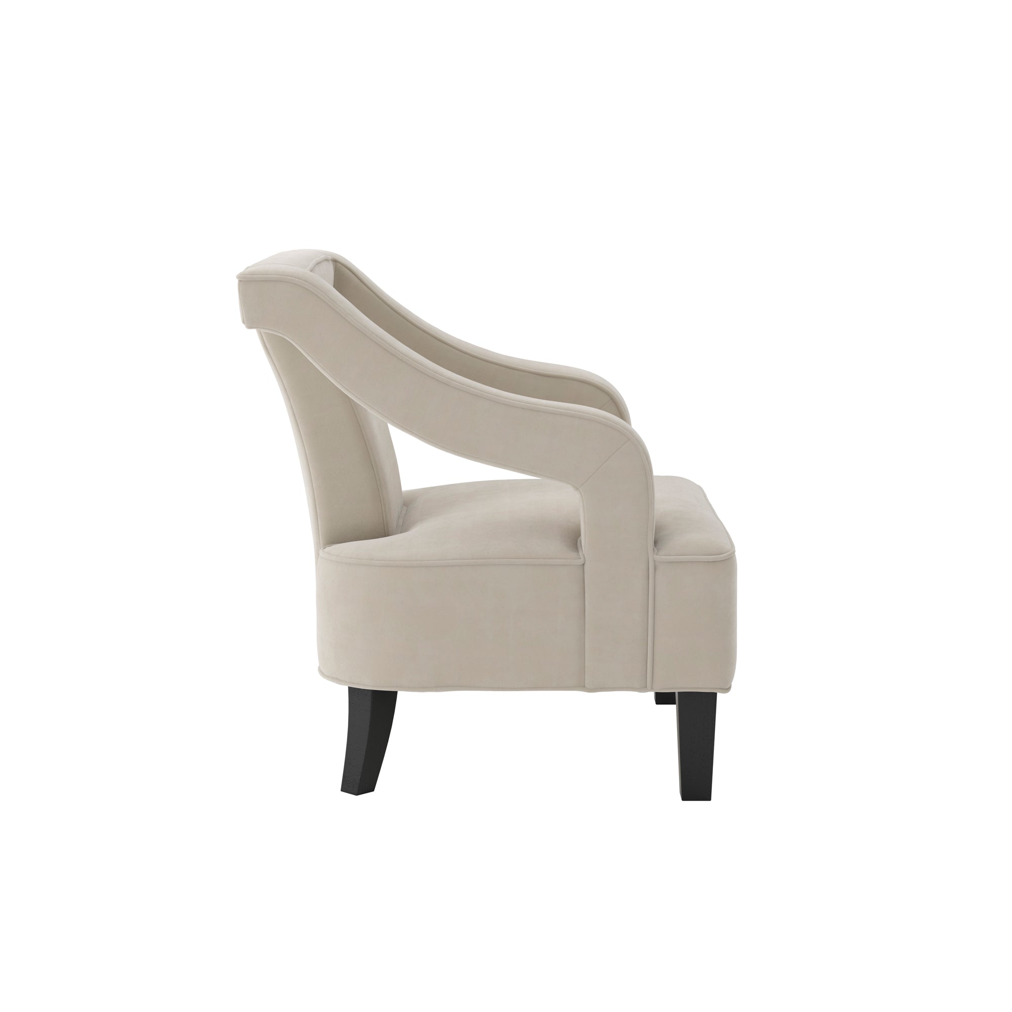 Modern beige soft armchair with matte black legs