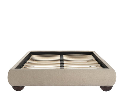 beige Tweed fabric King Bed