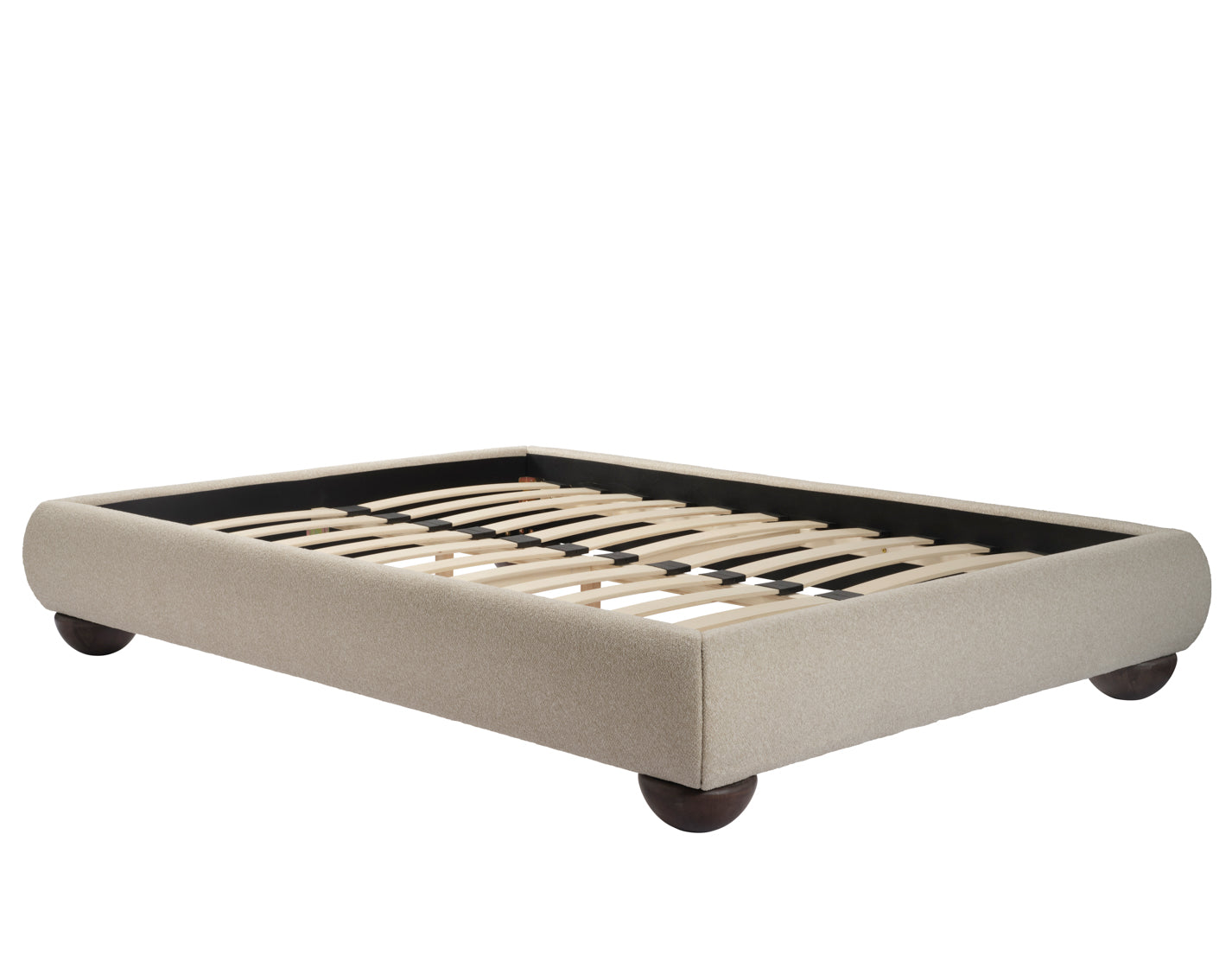beige Tweed fabric King Bed