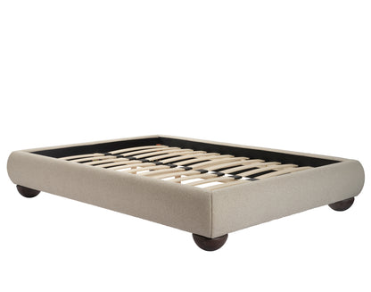 beige Tweed fabric King Bed