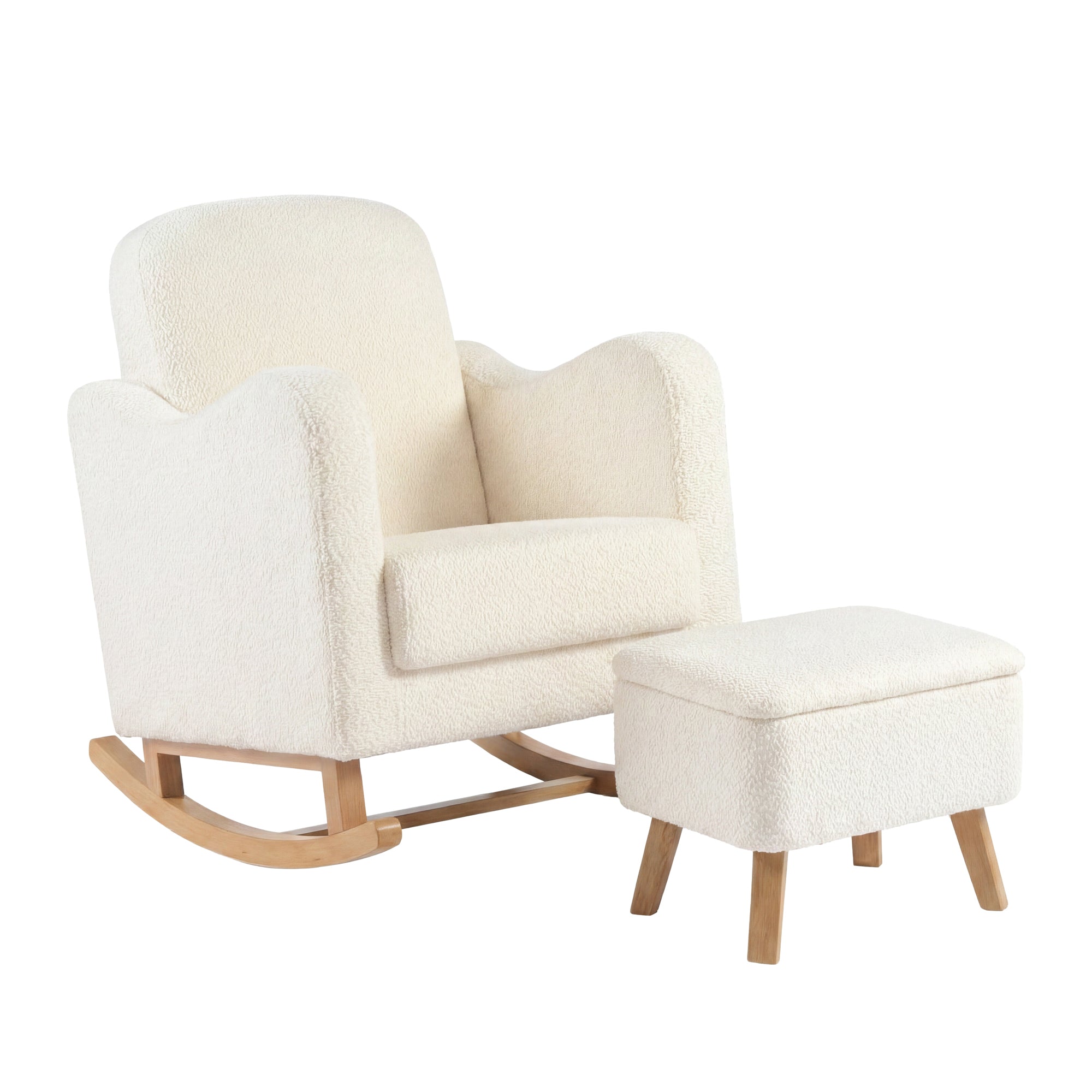 Soother Nursing Chair & Stool Off White Boucle