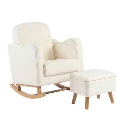 Soother Nursing Chair & Stool Off White Boucle