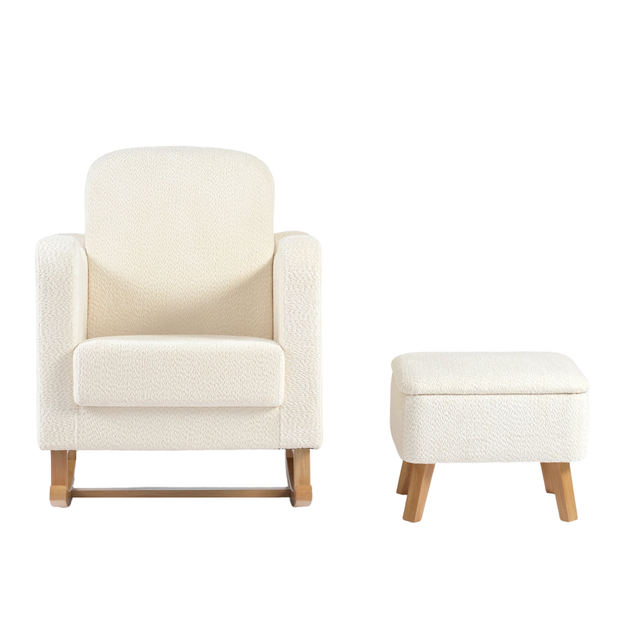 Soother Nursing Chair & Stool Off White Boucle