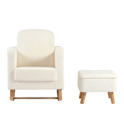 Soother Nursing Chair & Stool Off White Boucle