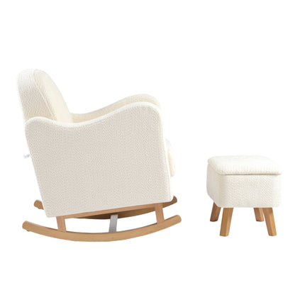 Soother Nursing Chair & Stool Off White Boucle