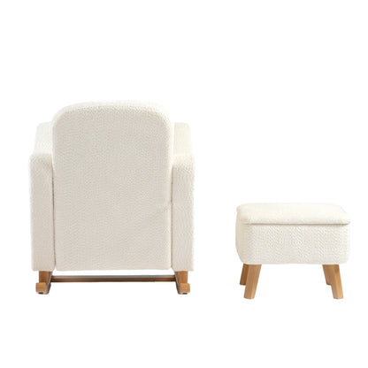 Soother Nursing Chair & Stool Off White Boucle