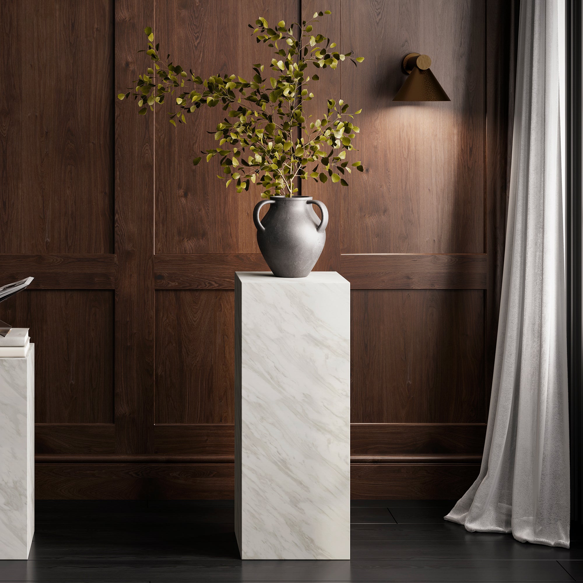 Square marble effect large pedestal 