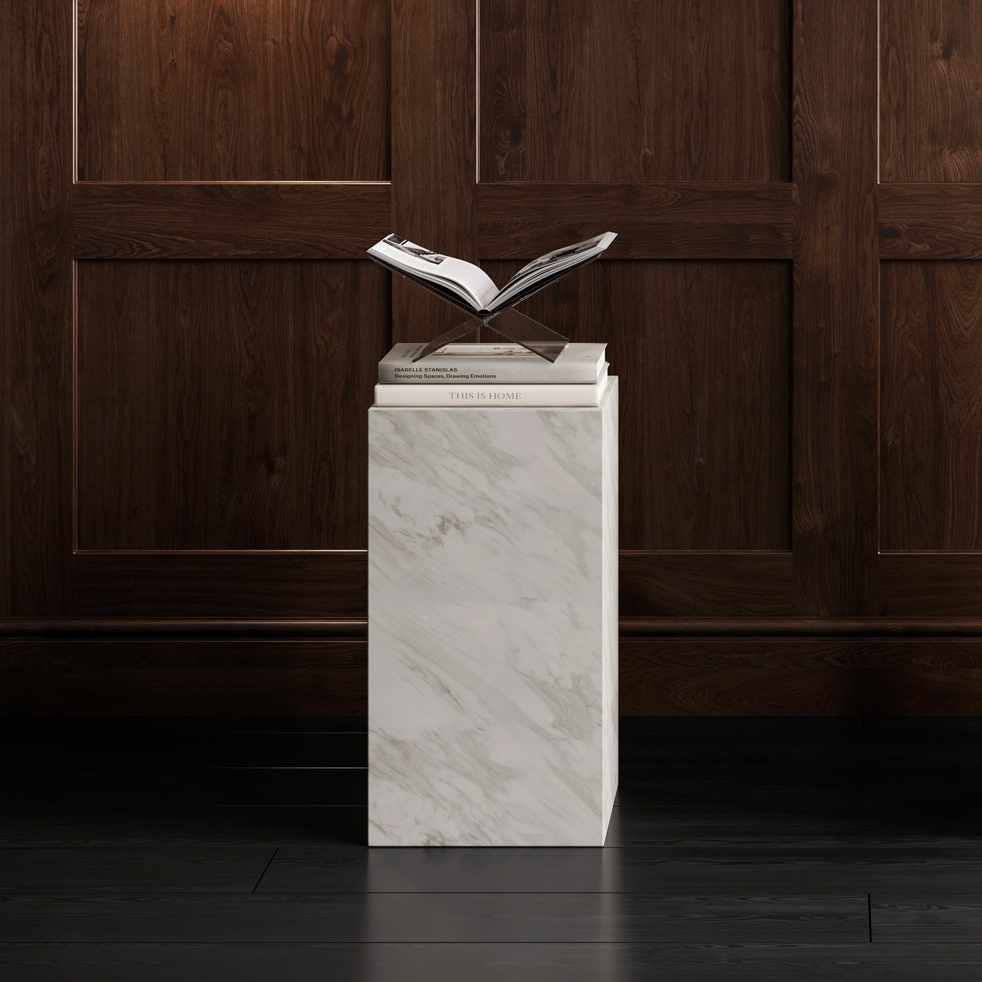 Square marble effect small pedestal 