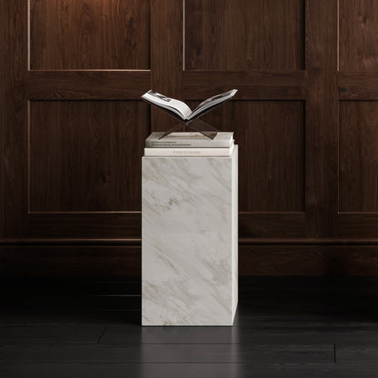 Square marble effect small pedestal 