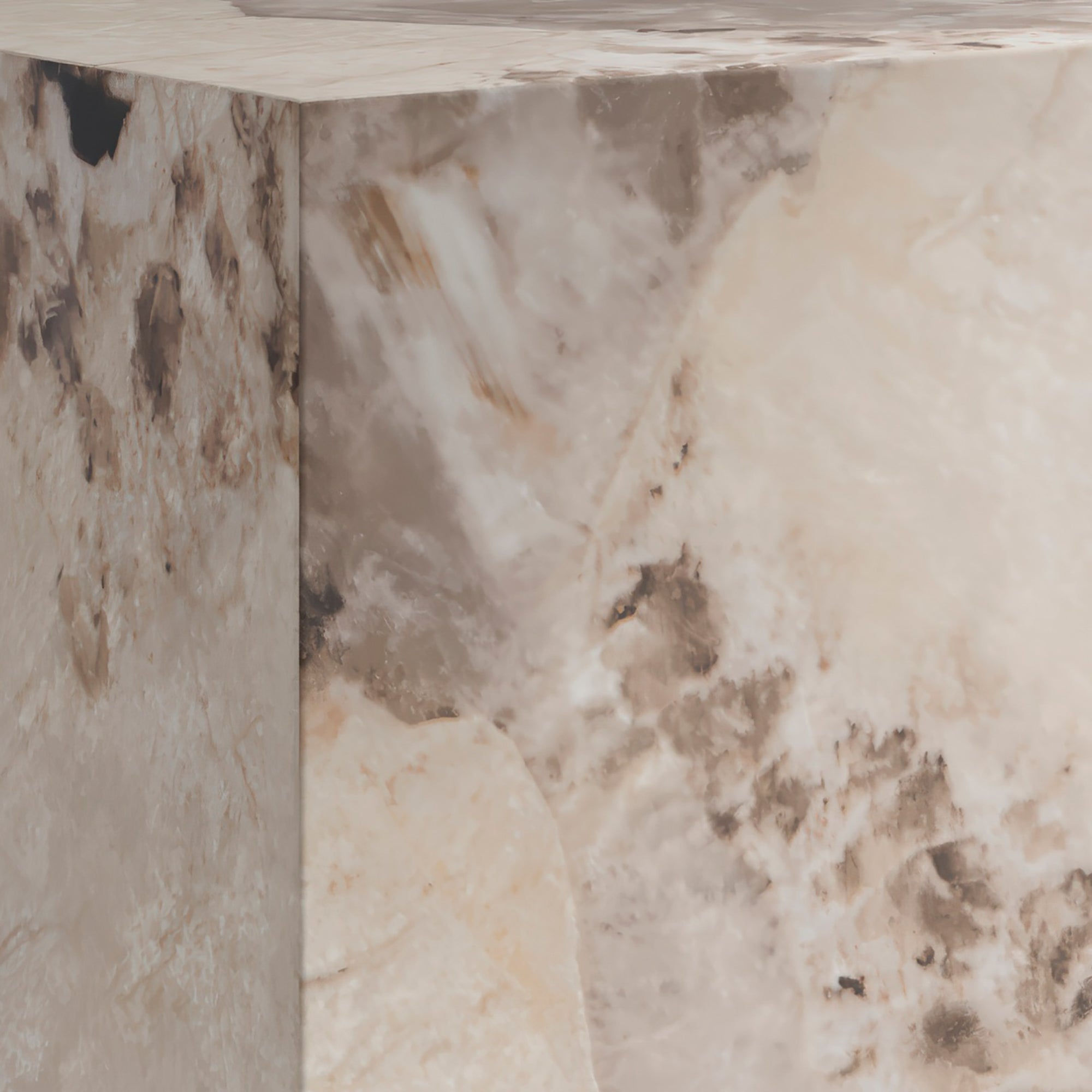 Square marble effect small side table 