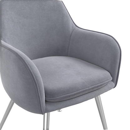 Grey armchair with silver legs 