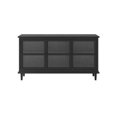 Black sideboard console with glass panels 