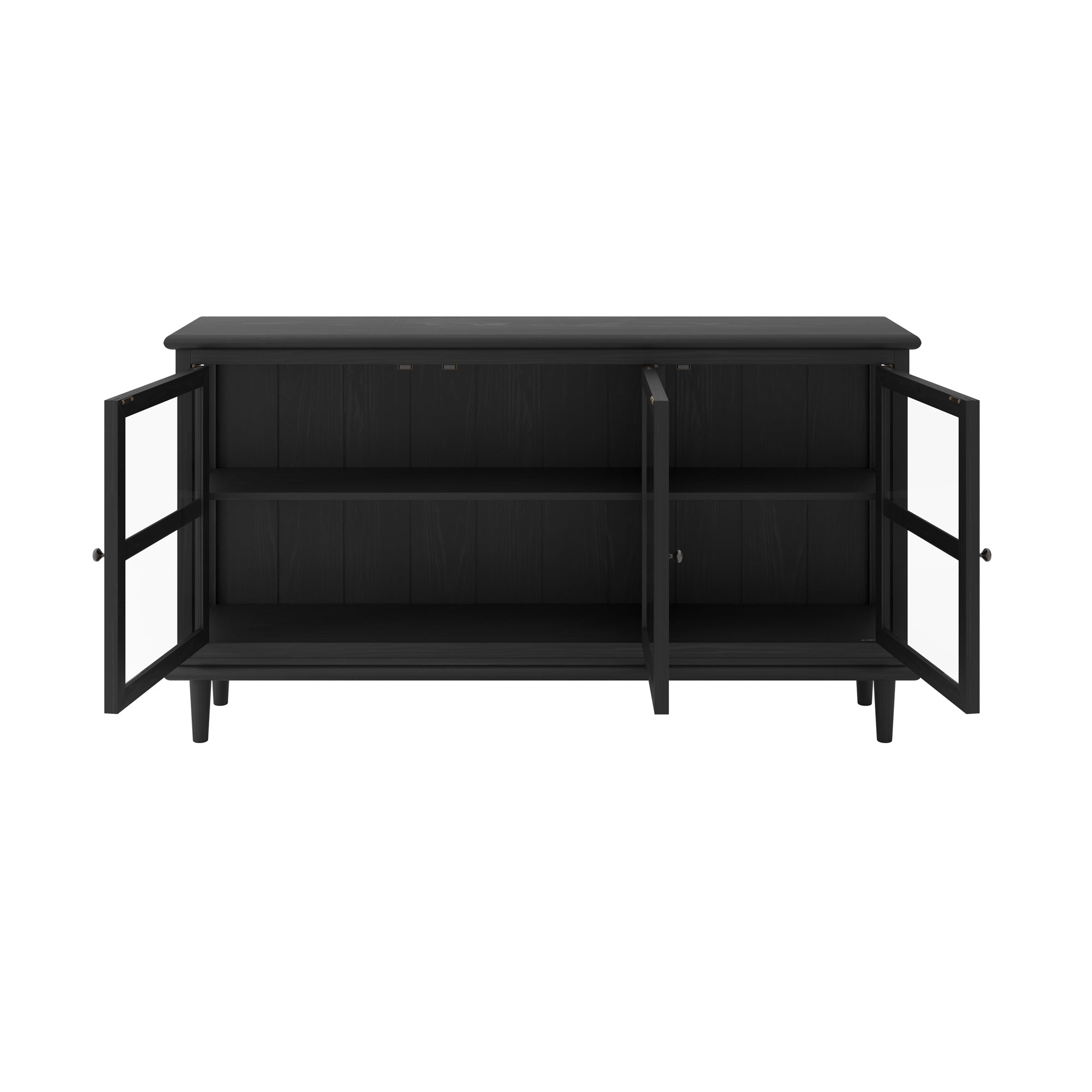 Black sideboard console with glass panels 