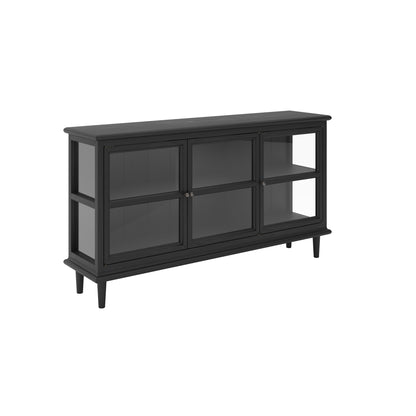 Black sideboard console with glass panels 