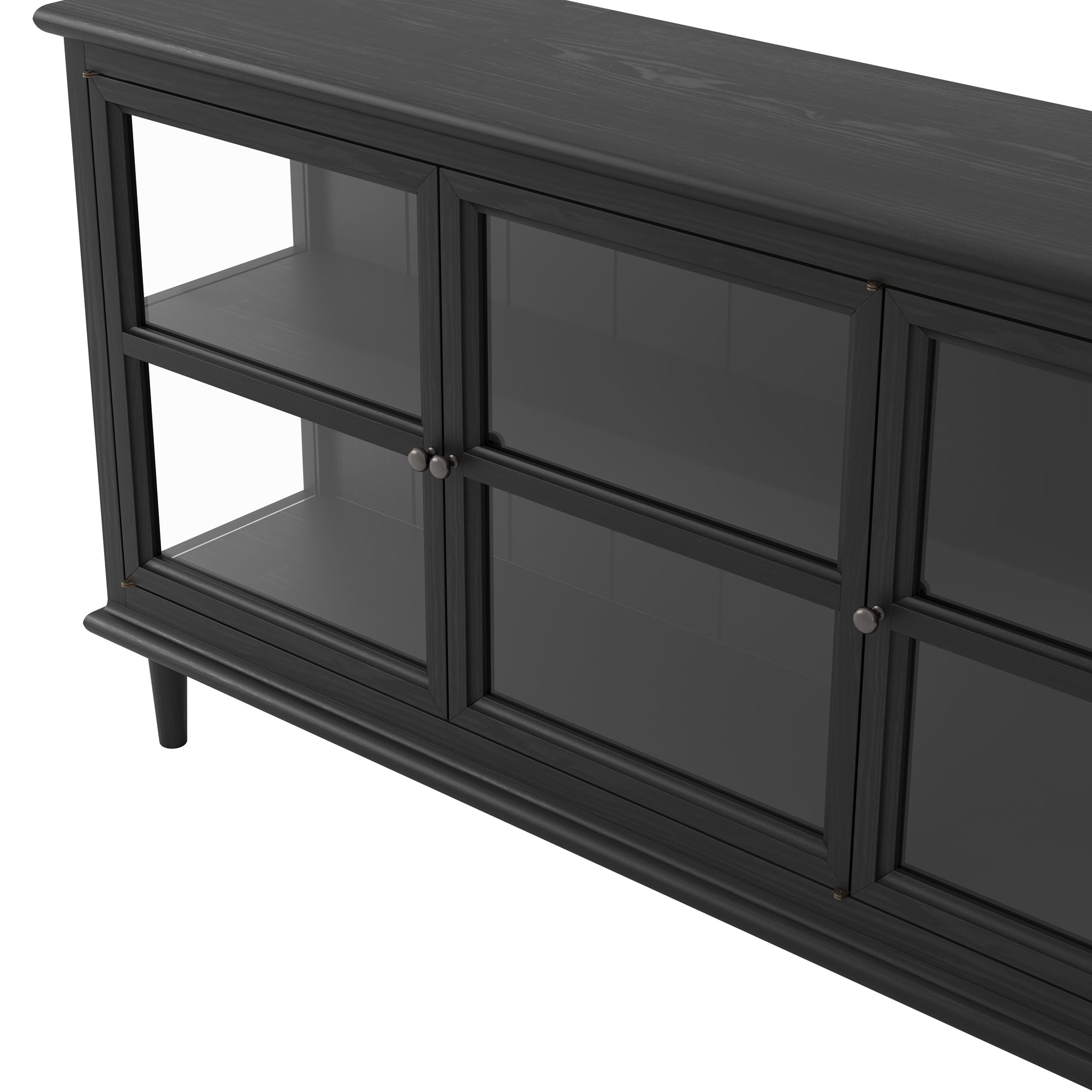 Black sideboard console with glass panels 