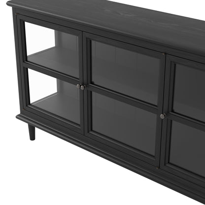 Black sideboard console with glass panels 