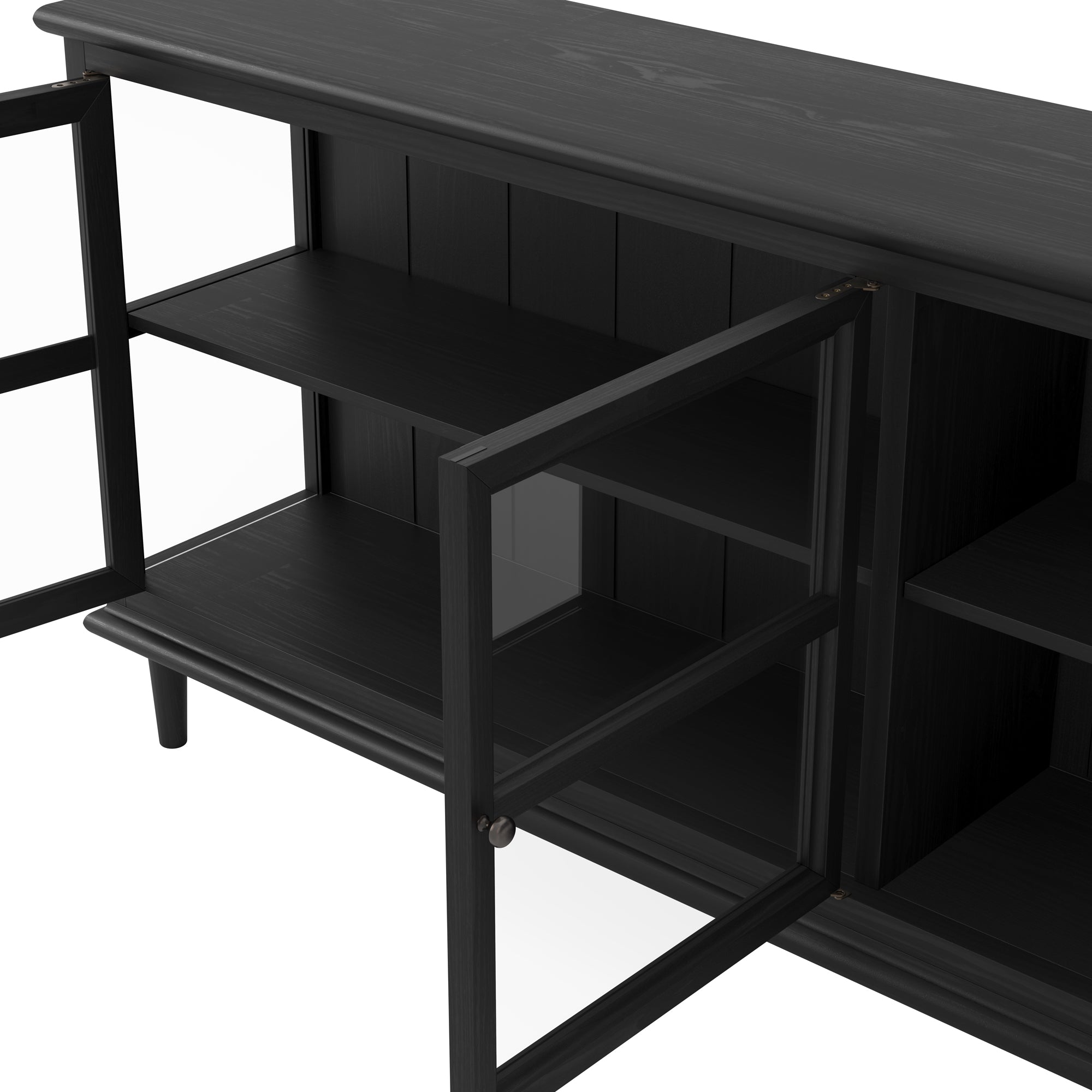 Black sideboard console with glass panels 