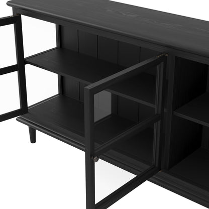 Black sideboard console with glass panels 