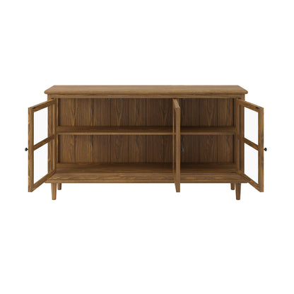 Wooden sideboard console with glass panels 