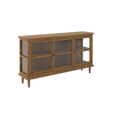 Wooden sideboard console with glass panels 