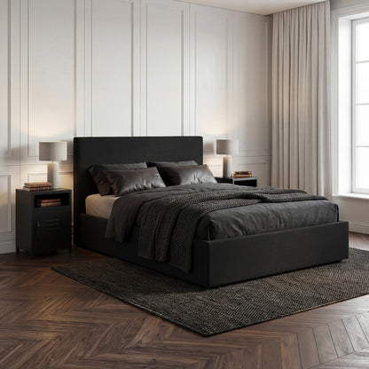 Black ottoman King Bed in neutral coloured room 