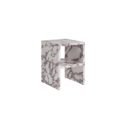Marble-patterned side table with shelf