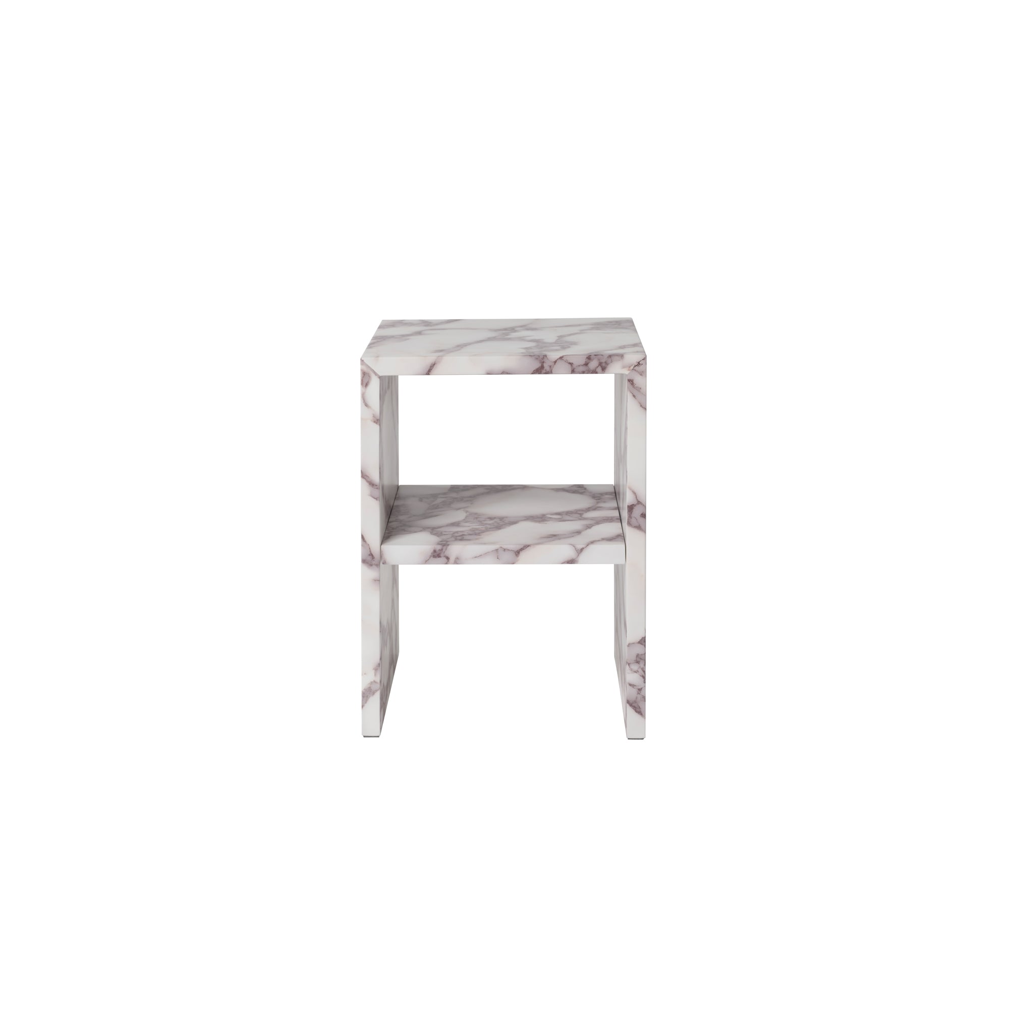 Marble-patterned side table with shelf