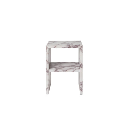 Marble-patterned side table with shelf