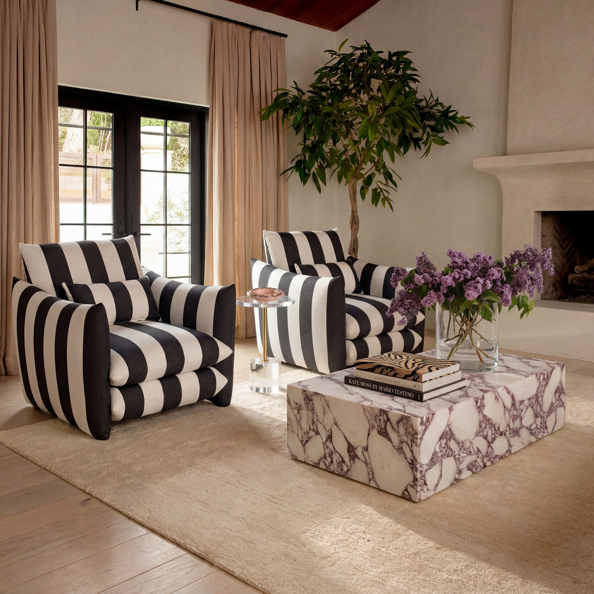 Sycamore Black And White Thick Stripe Chair