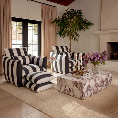 Sycamore Black And White Thick Stripe Pouffe